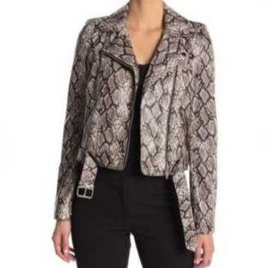 Coffee Shop Medium Python Embossed Faux Leather Moto Jack NWT